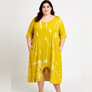 Yellow Tie Dye Midi Dress – Size 5X (New Without Tags)